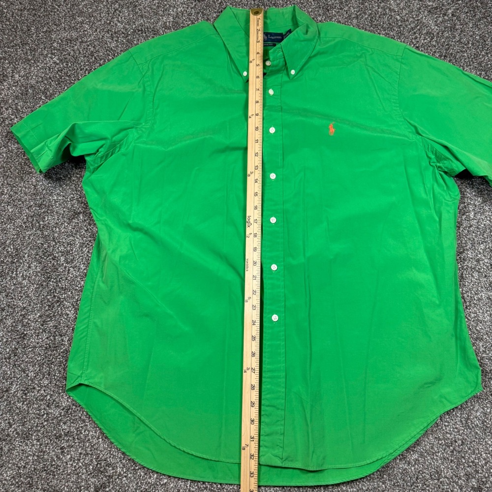 Ralph Lauren Mens XXL Classic Fit Green Short Sleeve Button Down Shirt Pony - Picture 6 of 8
